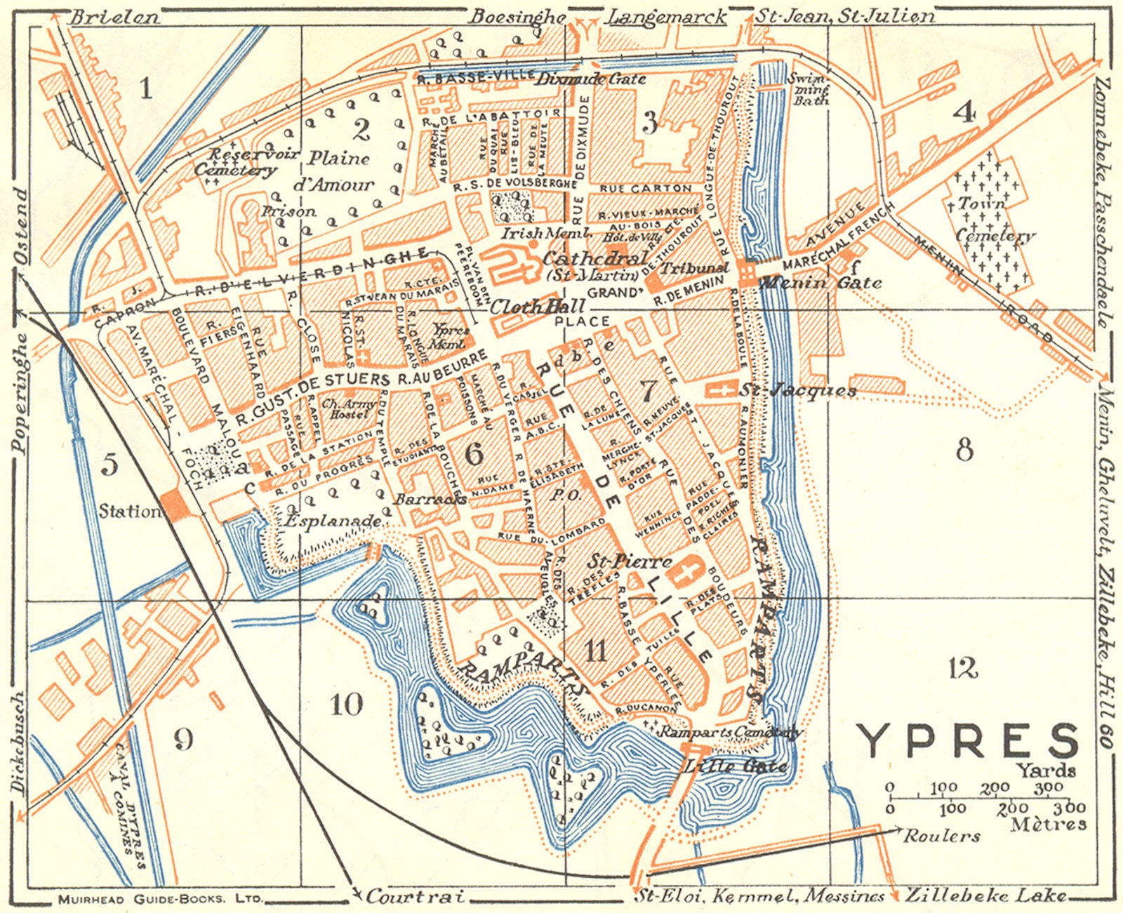 BELGIUM. Ypres 1929 old vintage map plan chart